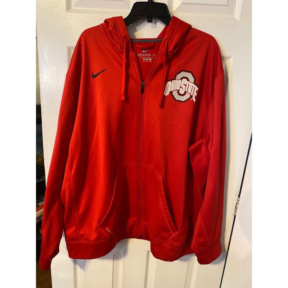 Nike Ohio State Buckeyes Therma-FIT Full Zip Hoodie Red Mens 3XL NCAA Football
